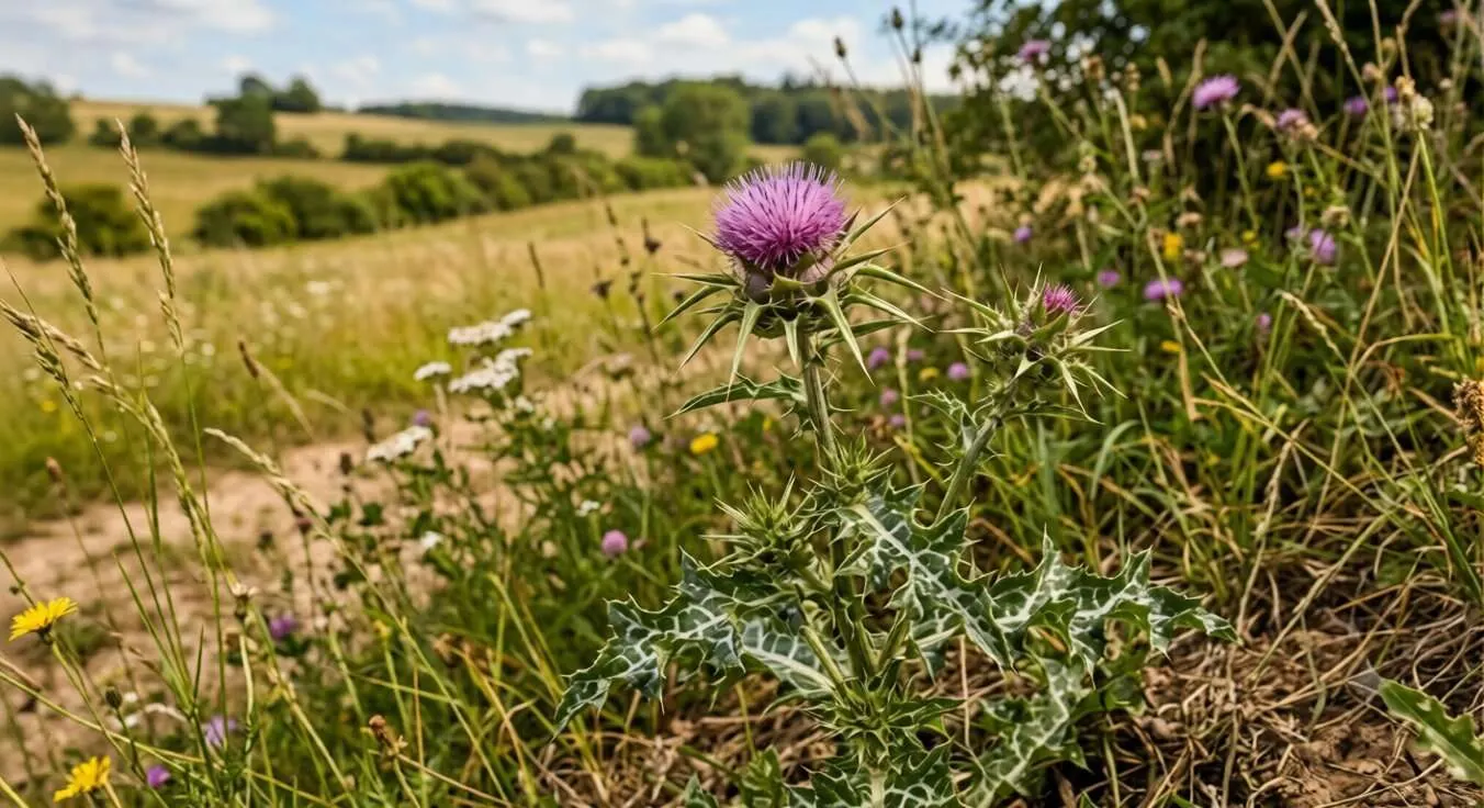 Die Marien-Distel, berühmt für ihre besondere erscheinung und die starke Heilwirkung auf die Leber.