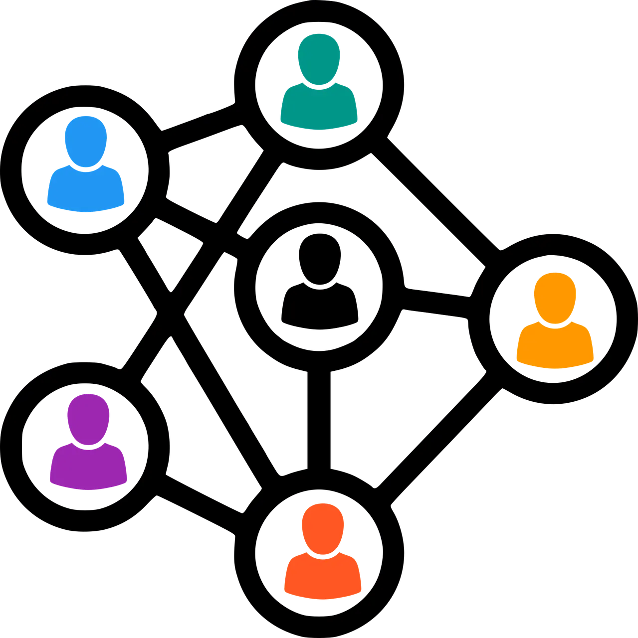 Eine soziale Mind Map die Querverbindungen zwischen Personen in krisenzeiten symbolisch darstellt